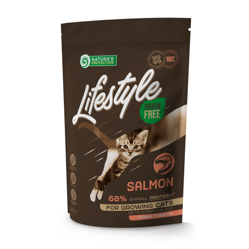 Nature's Protection Lifestyle GF Salmon Kitten сухой корм с лососем для котят 400 гр
