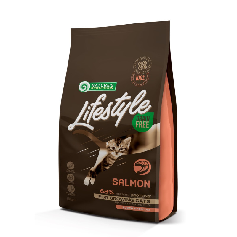Nature's Protection Lifestyle GF Salmon Kitten сухой корм с лососем для котят 1.5 кг