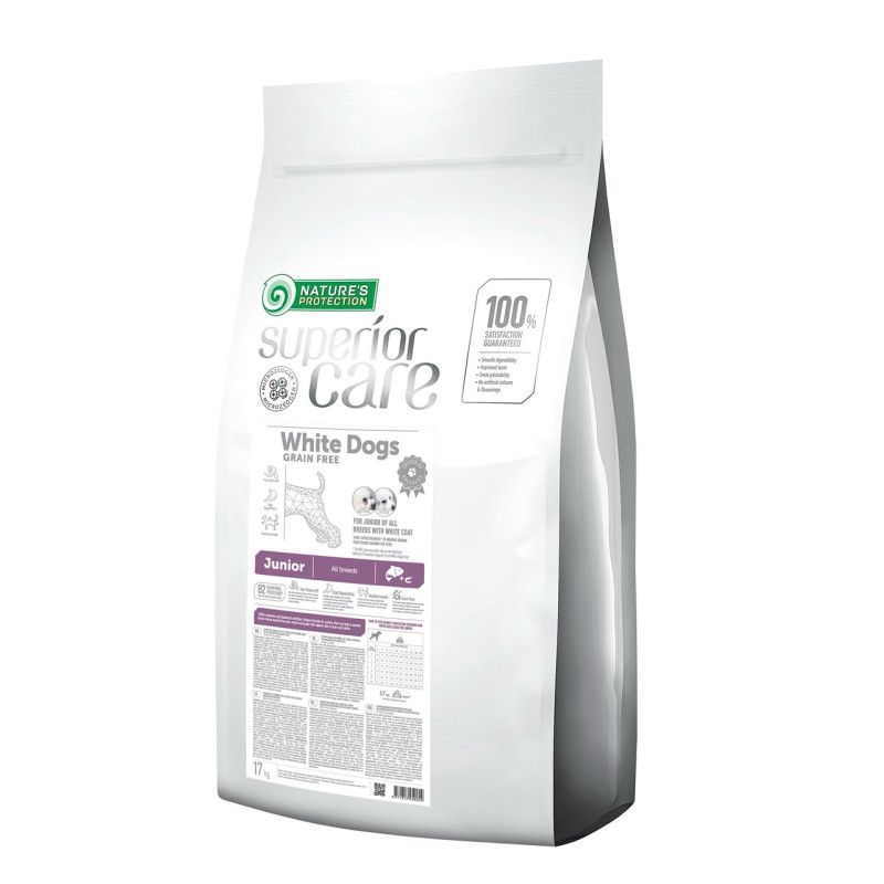 Nature's Protection Superior Care White Dogs GF Junior All Breeds сухой корм для щенят с белым окрасом шерсти, 17 кг