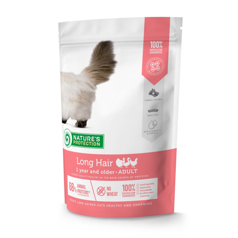 Nature's Protection Long Hair сухой корм для длинношерстных котов 400 гр