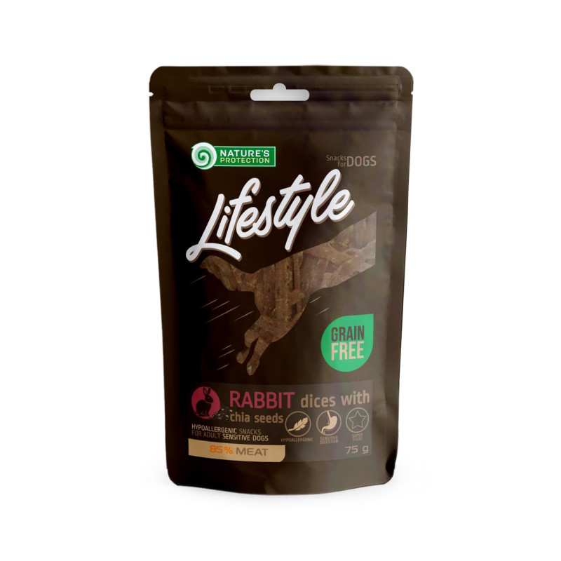 Nature's Protection Lifestyle Soft Rabbit Dices With Chia Seeds лакомство для собак с кроликом, 75 гр