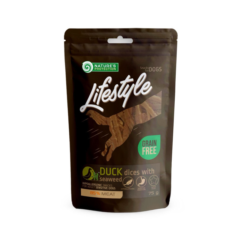 Nature's Protection Lifestyle Duck Dices With Seaweed лакомство для собак с уткой, 75 гр