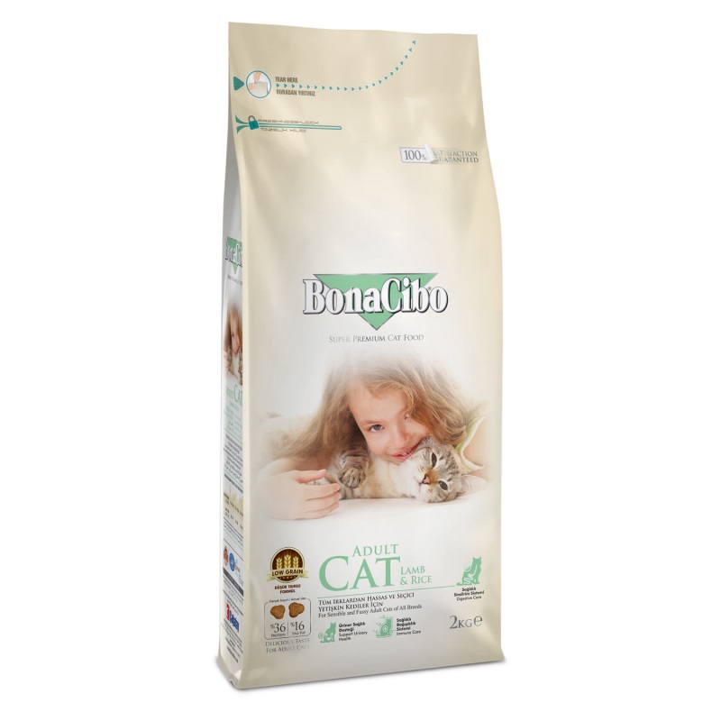 BonaCibo Cat Adult Lamb & Rice сухой корм с ягненком для котов, 2 кг