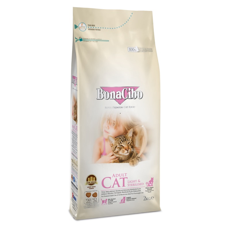 BonaCibo Cat Adult Light & Sterilized сухий корм з куркою для стерилізованих котів, 2 кг