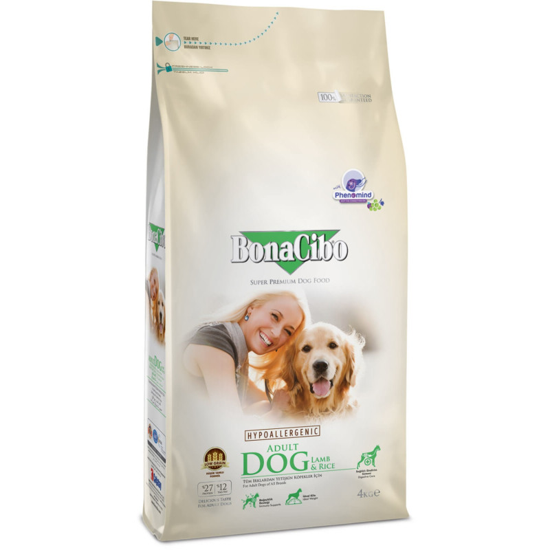 BonaCibo Dog Lamb & Rice сухой корм с ягнятиной для собак 4 кг