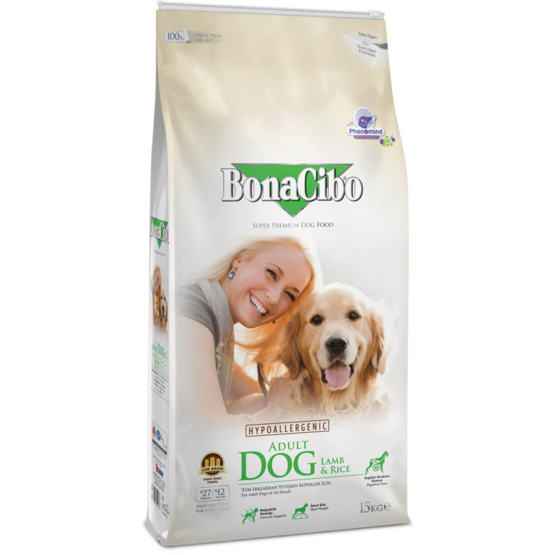 BonaCibo Dog Lamb & Rice сухий корм з ягнятиною для собак 15 кг