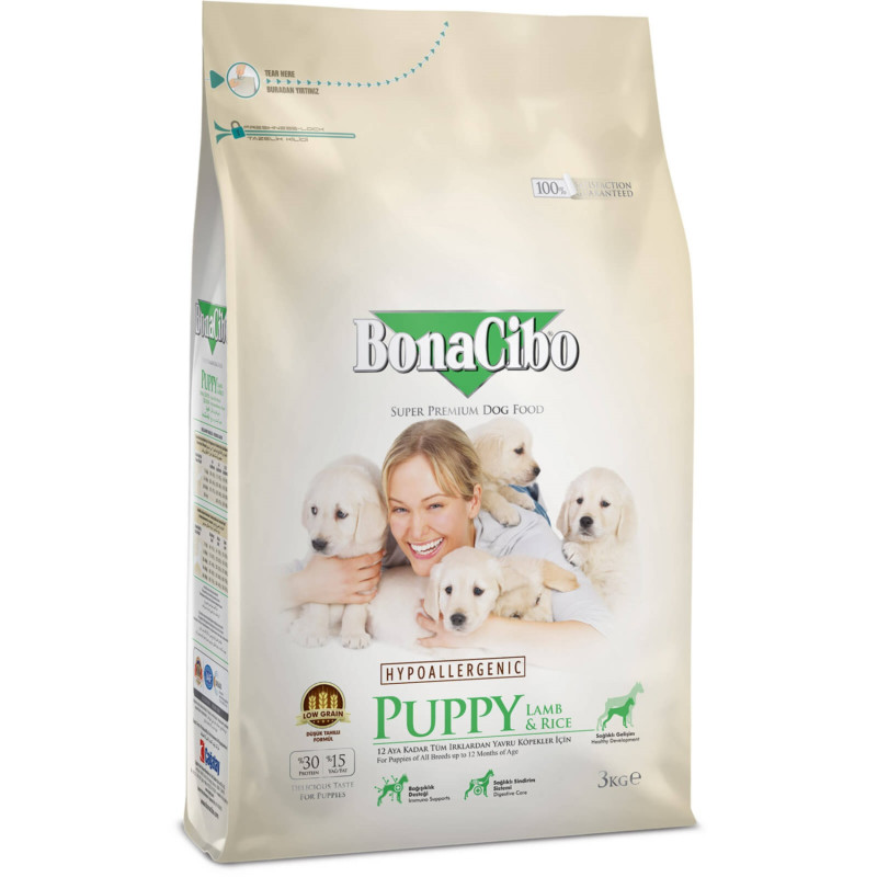 BonaCibo Puppy Lamb & Rice сухий корм з ягнятиною для щенят 3 кг