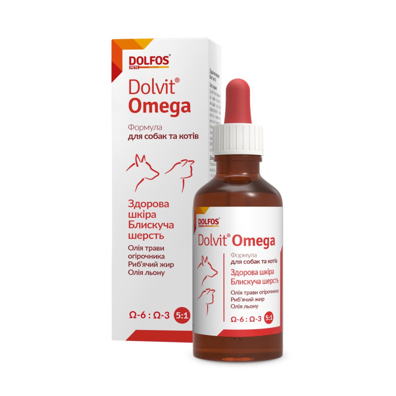 Dolvit Omega витамины Омега-3 и Омега-6 для собак и котов 50 мл
