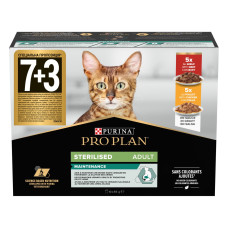 Purina Pro Plan Sterilised набір вологого корму для котів з яловичиною та куркою 85 гр х 10 шт