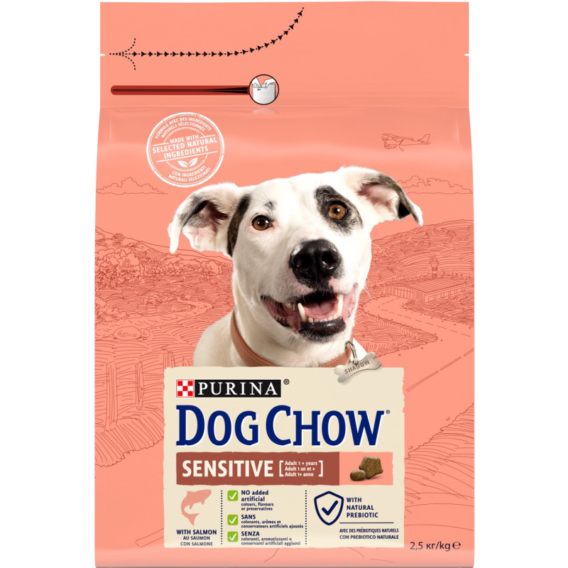Dog Chow Sensitive сухий корм для собак з лососем 2.5 кг