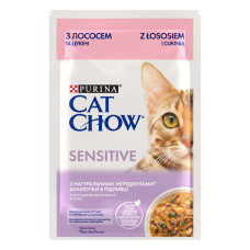Cat Chow Sensitive вологий корм для котів з лососем 85 гр
