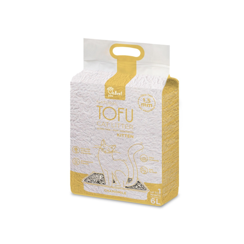 Velvet Paw Tofu растительный наполнитель для кошачьего туалета с экстрактом ромашки, 6 л