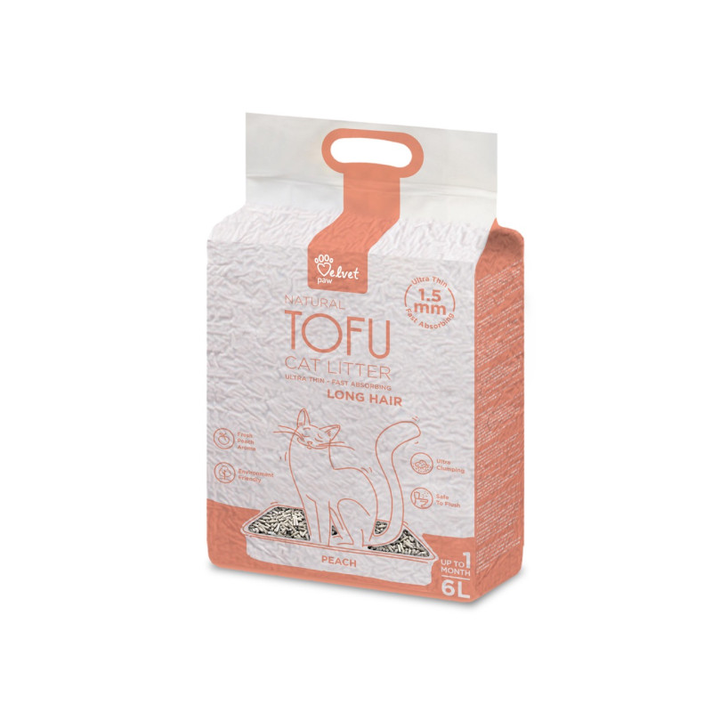 Velvet Paw TOFU растительный наполнитель для кошачьих туалетов для длинношерстных котов, 6 л