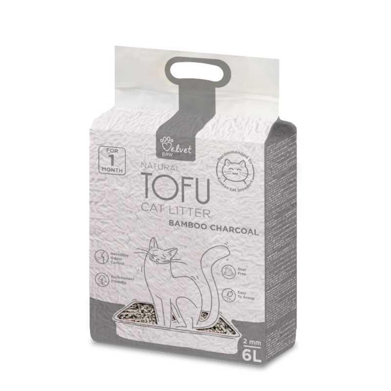 Velvet Paw TOFU растительный наполнитель для кошачьего туалета с бамбуковым углем, 6 л
