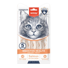 Wanpy Functional Creamy Lickable Treat Digestive Health жидкое лакомство для котов с чувствительным пищеварением, 5 шт х 14 гр