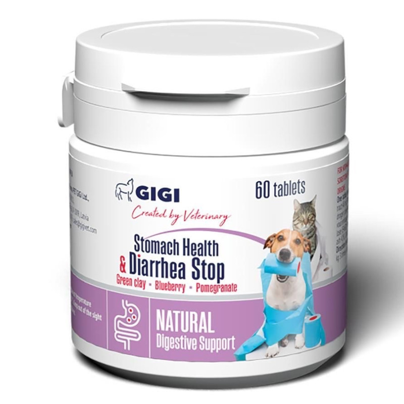 GiGi Stomach Health & Diarrhea Stop Mini витамины для нормализации пищеварения у собак и котов 60 табл