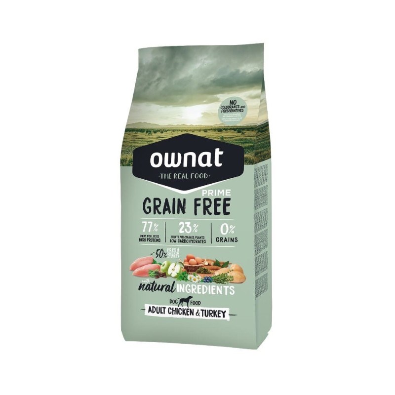 Ownat Prime Dog сухой корм с курицей и индейкой для собак, 3 кг