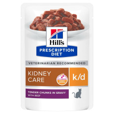 Hill's PD Feline K/D Beef Pouches вологий корм з яловичиною для котів із захворюваннями нирок 85 гр
