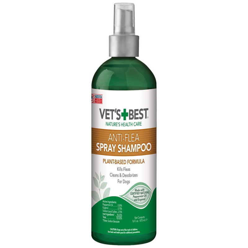 Vet's Best Natural Anti-Flea Spray Shampoo спрей-шампунь від бліх для собак та котів, 473 мл