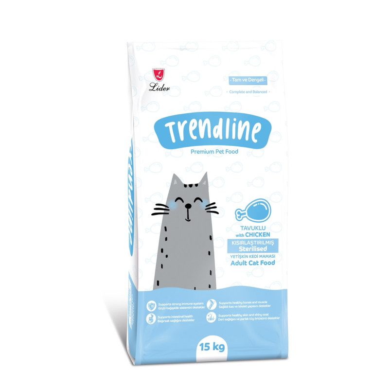 Trendline Sterilized Cat Chicken сухой корм с курицей для стерилизованных котов, 15 кг