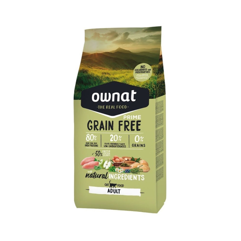 Ownat Prime Cat Adult сухой корм с курицей и индейкой для котов, 8 кг