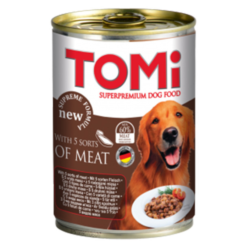 TOMi 5 Kinds of Meat влажный корм для собак с 5 видами мяса 400 гр