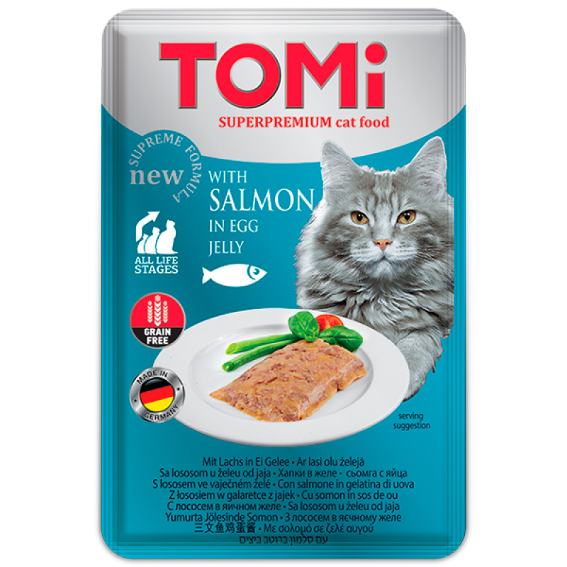 TOMi Salmon In Egg Jelly вологий корм для котів з лососем 100 гр