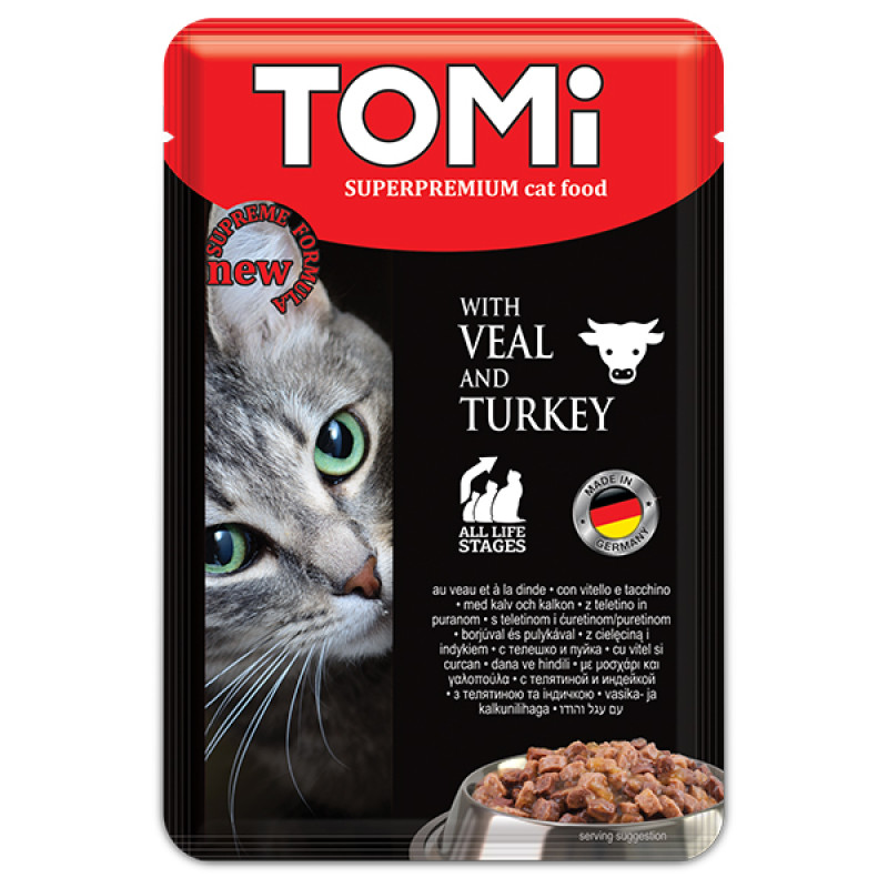 TOMi Superpremium Veal Turkey вологий корм для котів з телятиною та індичкою 100 гр