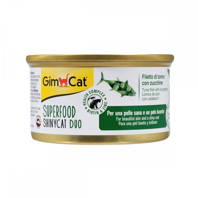 GimCat Shiny Cat Superfood влажный корм для котов с тунцом и цуккини, 70 гр