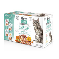 Brit Care Cat Fillets In Gravy Sterilized Box набор влажного корма для стерилизованных котов, 12 шт х 85 гр