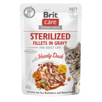 Brit Care Cat Fillets In Gravy Sterilized влажный корм с уткой для стерилизованных котов, 85 гр