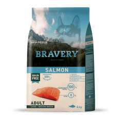 Bravery Adult Large & Medium Salmon сухой корм с лососем для взрослых собак средних и крупных пород 4 кг