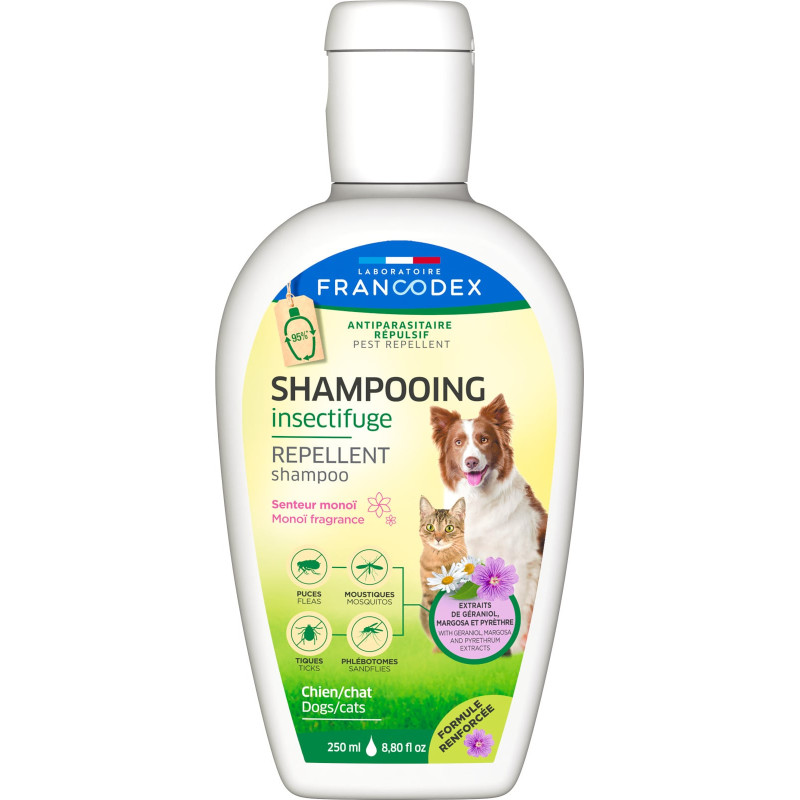 Francodex Repellent Shampoo Monoi Fragrance шампунь від бліх та кліщів для собак та котів, 250 мл