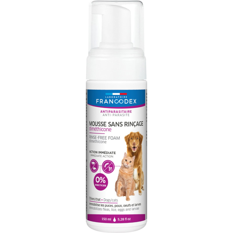 Francodex Rinse-Free Dimethicone Foam пена с диментиконом для кошек и собак, 150 мл