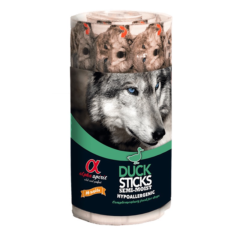 Alpha Spirit Duck Sticks for Dogs лакомство для собак с уткой, 16 шт х 10 гр