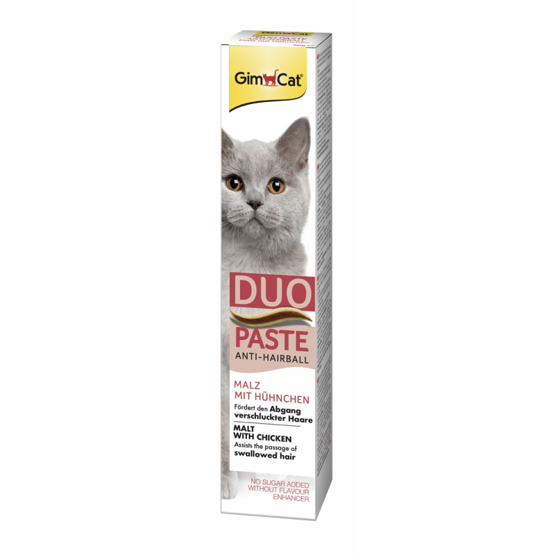 GimCat Duo Paste Anti-Hairball Malt With Chicken паста для кошек для вывода шерсти при чувствительном пищеварении, 50 гр