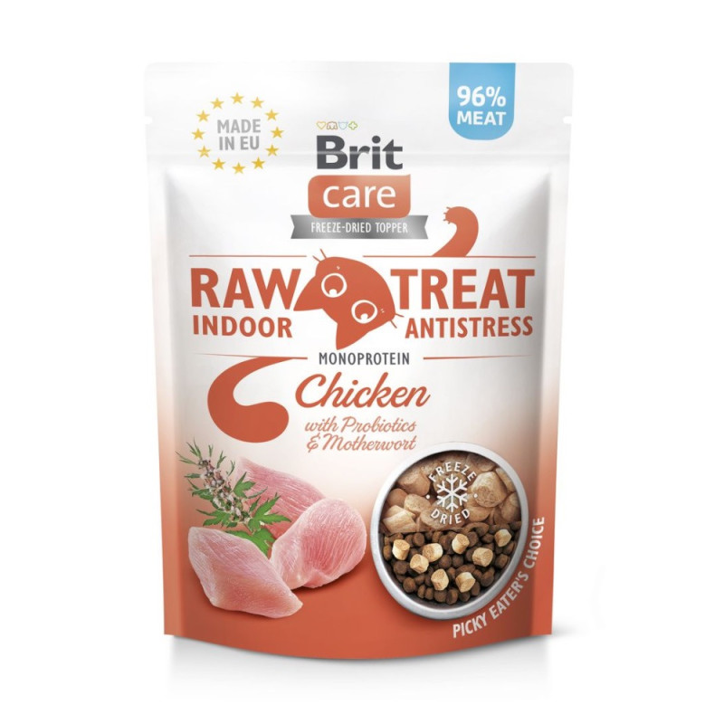 Brit Raw Treat Indoor & Antistress Freeze-dried ласощі для котів з куркою 40 гр