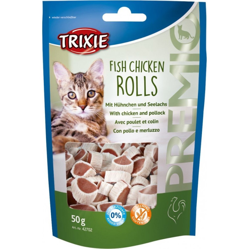 Trixie Premio Fish Chicken Rolls лакомство для кошек с курицей и рыбой 50 гр