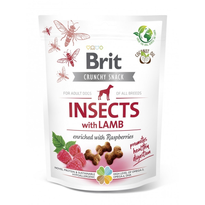 Brit Care Dog Crunchy Cracker Insects лакомство для собак с ягненком и белком насекомых, 200 гр