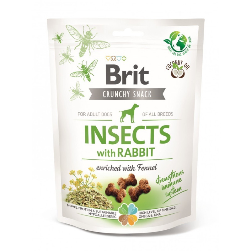 Brit Care Dog Crunchy Cracker Insects лакомство для собак с кроликом и белком насекомых, 200 гр