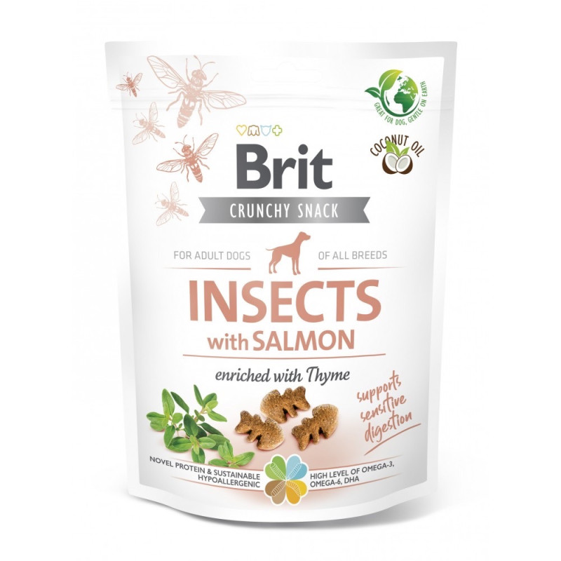 Brit Care Dog Crunchy Cracker Insects лакомство для собак с лососем и белком насекомых, 200 гр