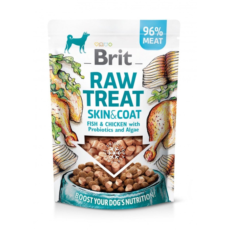 Brit Raw Treat Freeze-Dried Skin And Coat лакомство для собак с рыбой и курицей, 40 гр