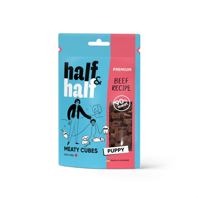 Half&Half лакомство для щенков с говядиной, 100 гр