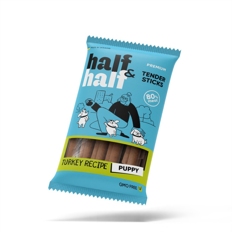 Half&Half Sticks лакомство для щенков с индейкой, 100 гр