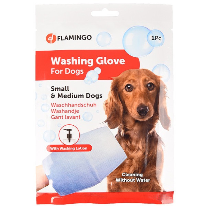 Flamingo Washing Glove Dog варежка-салфетка для ухода за шерстью собак без воды, размер S