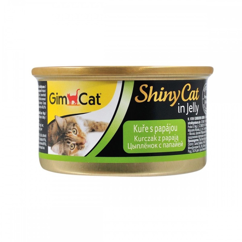 GimCat Shiny Cat влажный корм с курицей и папайей для котов, 70 гр