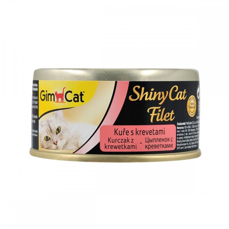 GimCat Shiny Cat Filet влажный корм с курицей и креветками для котов, 70 гр