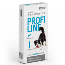 Provet Profiline краплі від бліх, кліщів та вошей для собак 10-20 кг, 4 піп
