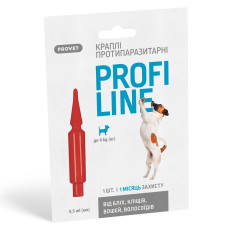 Provet Profiline капли от блох, клещей и вшей для собак до 4 кг, 1 пип