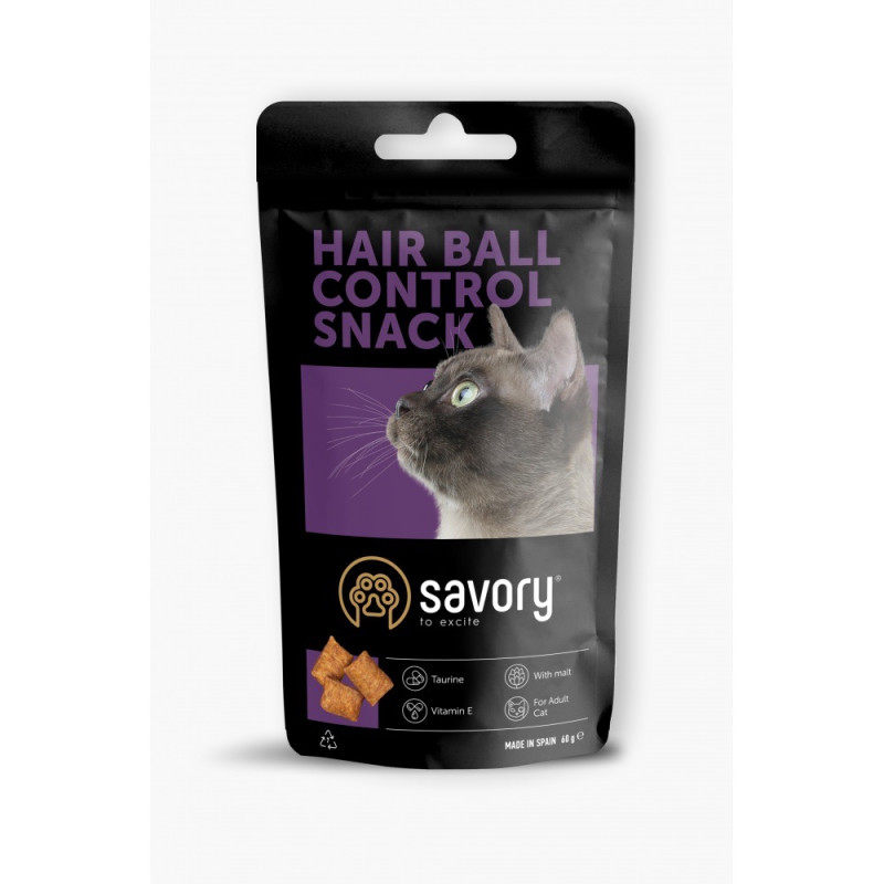 Savory Cats Snacks Pillows Hair Ball Control ласощі для котів для виведення шерсті, 60 гр